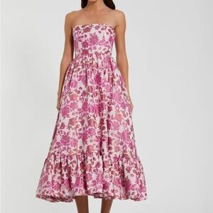 Mac Duggal Strapless Pink Floral Dress